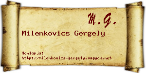 Milenkovics Gergely névjegykártya